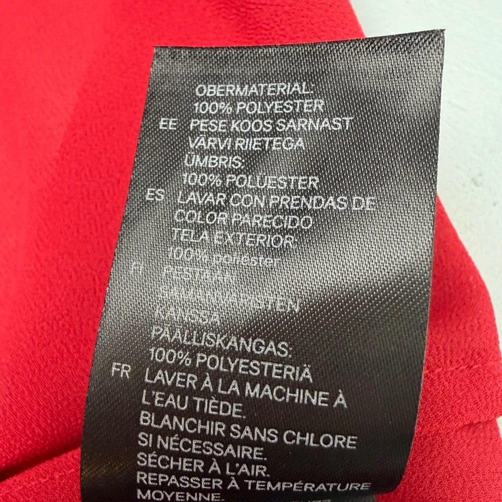 H&M Blouse Womens Sz 4  Red Pintuck‎ Pleated 3/4 Sleeve Top Office Siren Office - Picture 11 of 12